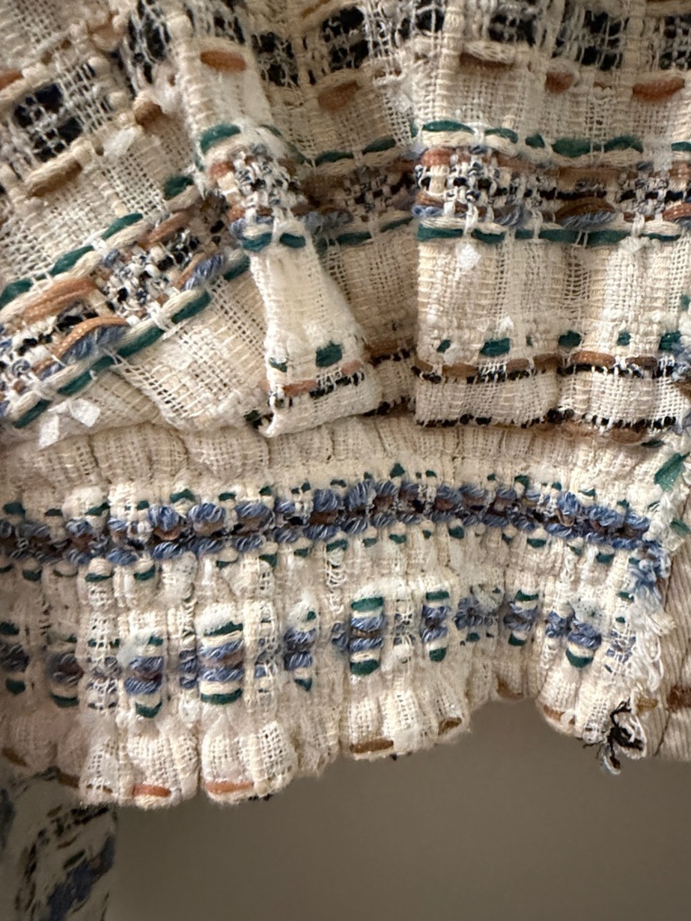 Veronica Beard Cream Tweed Jacket with Blue & Tan Accents - Picture 5 of 11